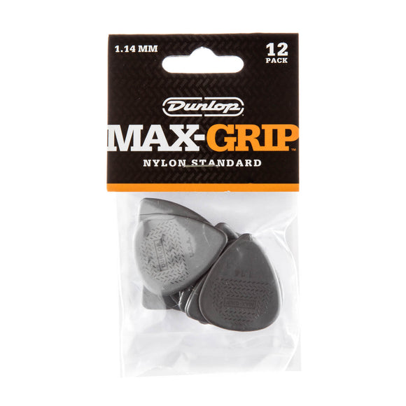 Dunlop MAX-GRIP NYLON STANDARD PICK 1.14MM 12 Pack