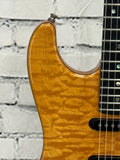 Used 2005 Fender  American Deluxe Stratocaster QMT HSS Amber SN:DZ5007675