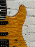 Used 2005 Fender  American Deluxe Stratocaster QMT HSS Amber SN:DZ5007675
