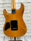 Used 2005 Fender  American Deluxe Stratocaster QMT HSS Amber SN:DZ5007675
