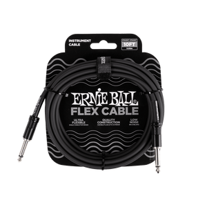 Ernie Ball FLEX INSTRUMENT CABLE STRAIGHT/STRAIGHT 10FT - BLACK