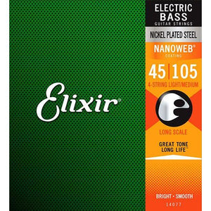 Elixir Nanoweb Nickel Plated Steel Electric Bass Strings 45-105