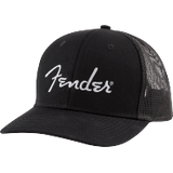 Fender Silver Thread Logo Snapback Trucker Hat Black One Size Fits Most