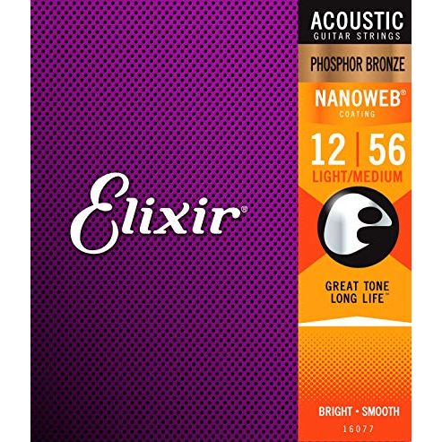 Elixir Nanoweb Phosphor Bronze Light-Medium Acoustic Guitar Strings .012-.056
