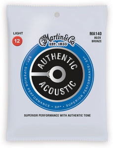 Martin MA140 Authentic Acoustic SP 80/20 Bronze Light Acoustic Guitar Strings