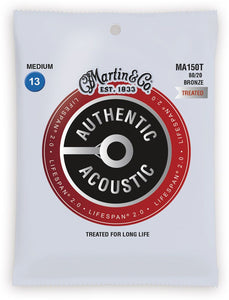 Martin MA150T Authentic Acoustic Lifespan 80/20 Bronze Treated Medium Acoustic Guitar Strings