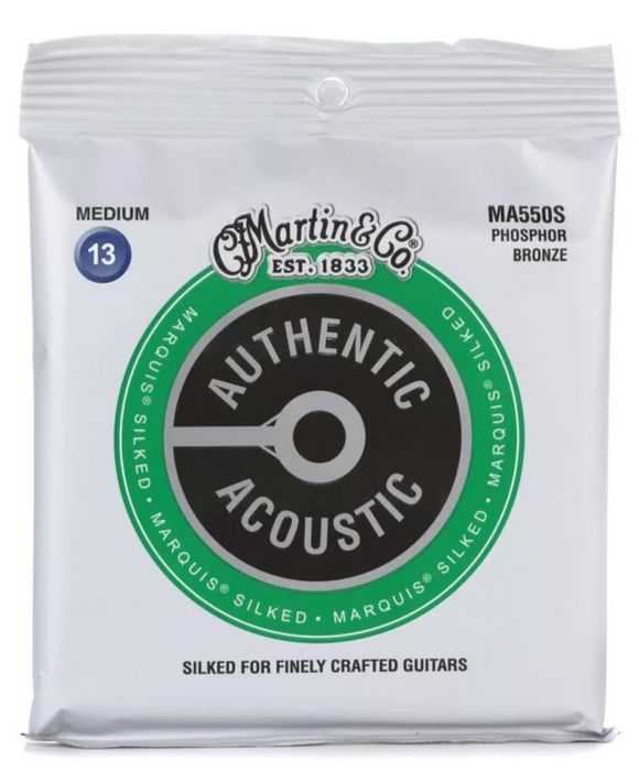 Martin MA550S Authentic Acoustic Marquis Silked Medium Phosphor Bronze Acoustic Guitar Strings