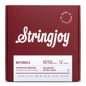 Stringjoy Naturals 12 String Extra Light Gauge 10-50 Phosphor Bronze