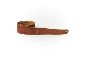 Taylor Strap Embroidered Suede Chocolate 2.5"