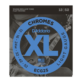 D'Addario ECG25 Chromes Light Flat Wound Guitar Strings 12-52