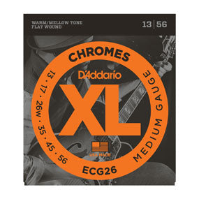 D'Addario ECG26 Chromes Medium Flat Wound Guitar Strings 13-56