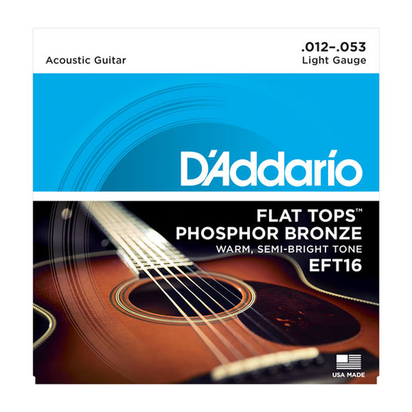 D'Addario EFT16 Flat Tops Phosphor Bronze Acoustic Guitar Strings .012-.053