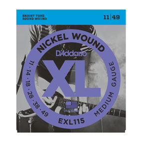 D'Addario EXL115 Nickel Wound Medium/Blues-Jazz Rock Guitar Strings 11-49