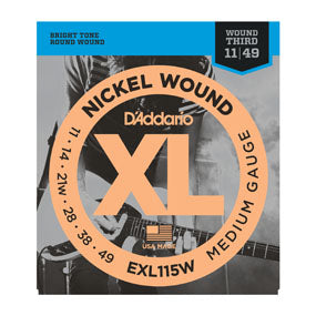 D'ADDARIO EXL115W NICKEL WOUND Medium Blues/Jazz-Rock WOUND 3RD GUITAR STRINGS 11-49