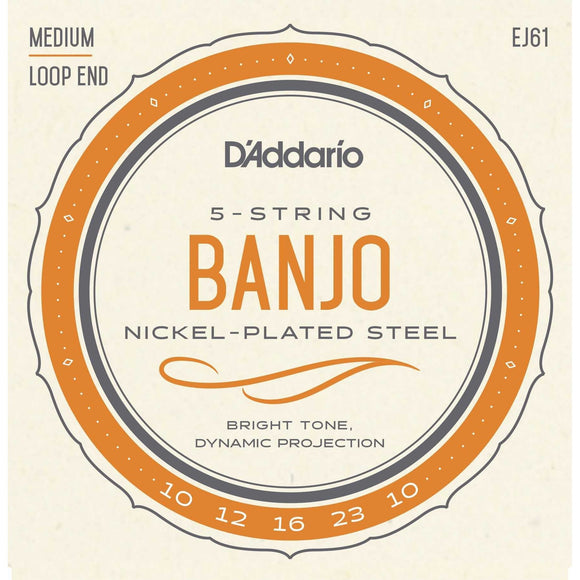 D'Addario EJ61 Nickel Medium 5-String Banjo Strings 10-23