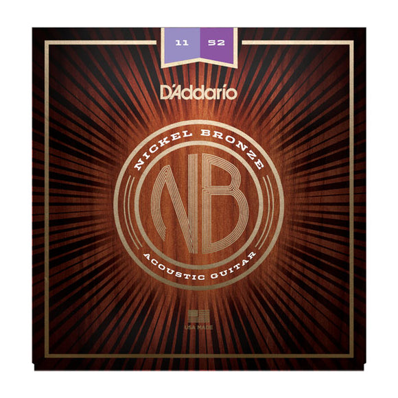 D'Addario NB1152 Custom Light Nickel Bronze Acoustic Guitar Strings 11-52